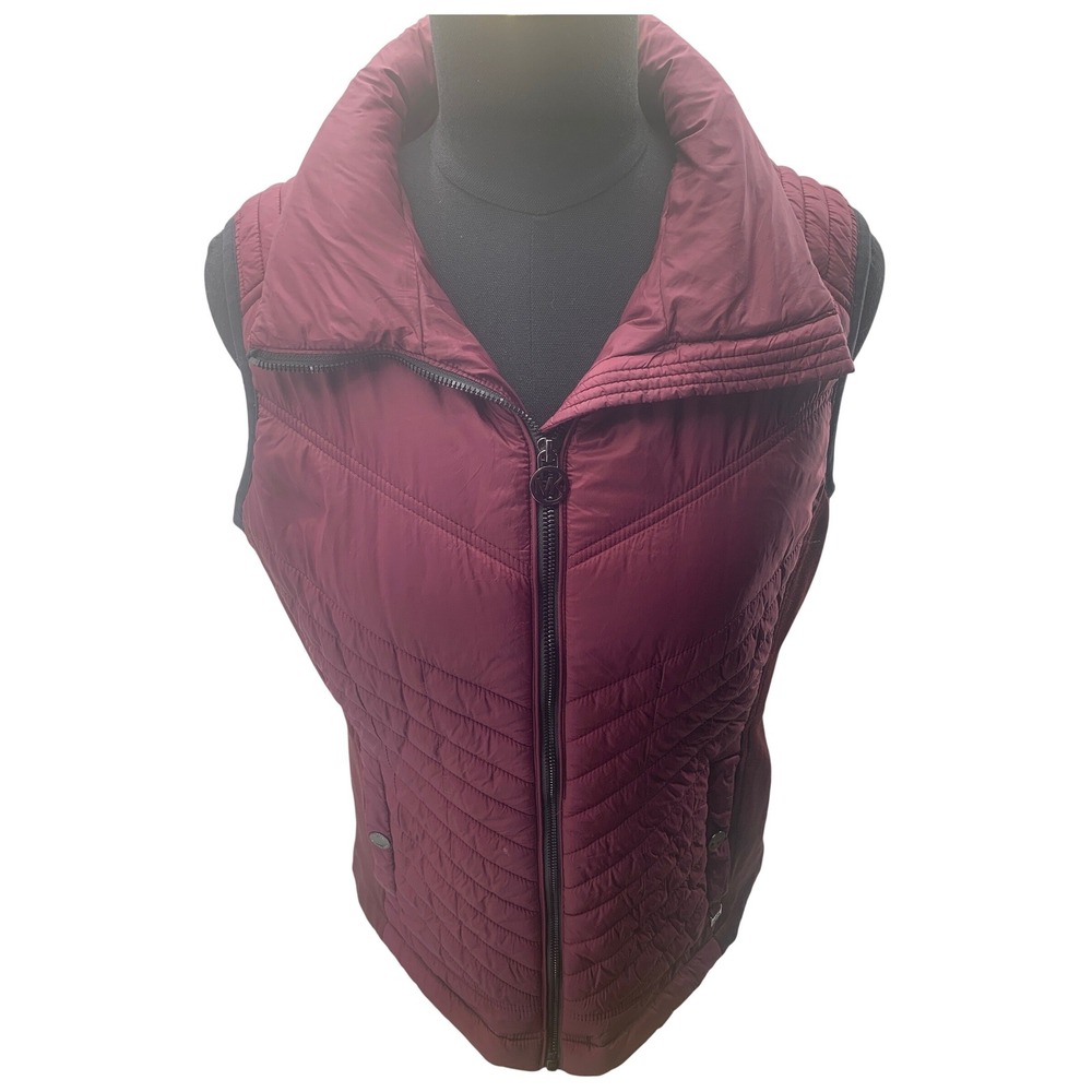 Michael Michael Kors Womens Quilted Puffer Vest Burgundy Wine Size M 142260